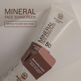 Australian Gold Crème Solaire Minérale Teintée SPF 50 côté bouteille