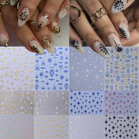 Autocollants Boho 3D métalliques pour ongles de STZPRONAIL, design gothique