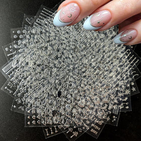 Autocollants d'art de ongles argentés 3D SPLOCUDU, 30 feuilles