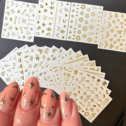Autocollants d'art des ongles 3D or SPLOCUDU, motifs fleurs et papillons