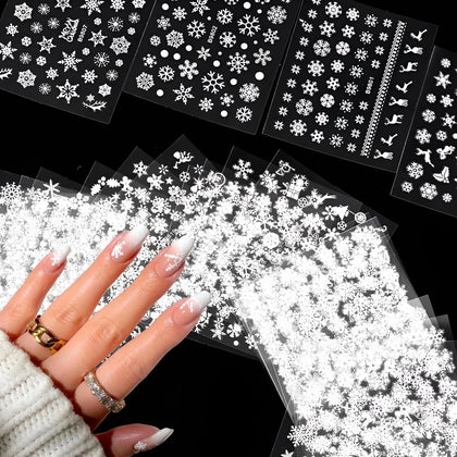 Autocollants d'art des ongles 3D SPLOCUDU avec motifs de flocons de neige