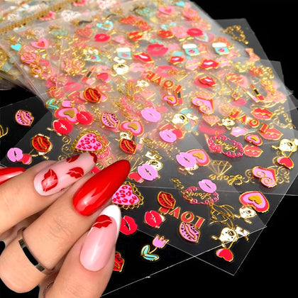 Autocollants d'art des ongles SPLOCUDU avec motifs de cœurs rouges
