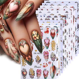 Autocollants d'ongles 3D Boho STZPRONAIL, 12 feuilles avec motifs variés