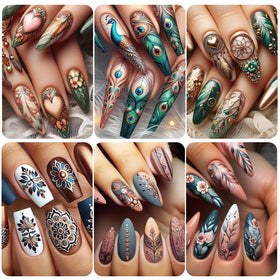 Autocollants d'ongles 3D Boho STZPRONAIL, application facile
