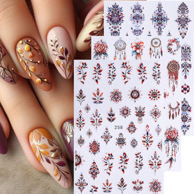 Autocollants d'ongles 3D Boho sur des ongles naturels