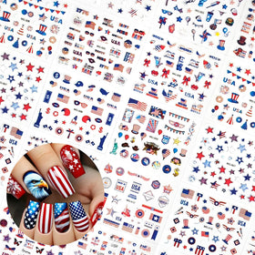 Autocollants d'ongles 4 Juillet sur des ongles naturels