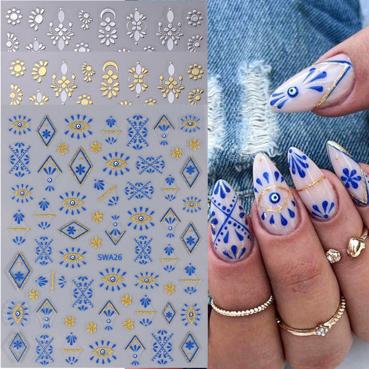 Autocollants pour ongles Boho dans un cadre de fête
