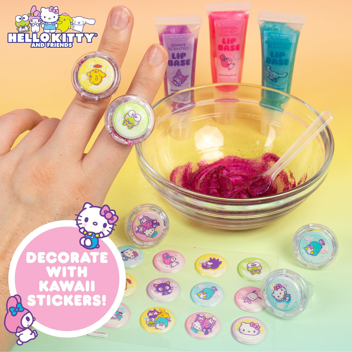 Autocollants puffy scintillants et confettis pour le kit Hello Kitty