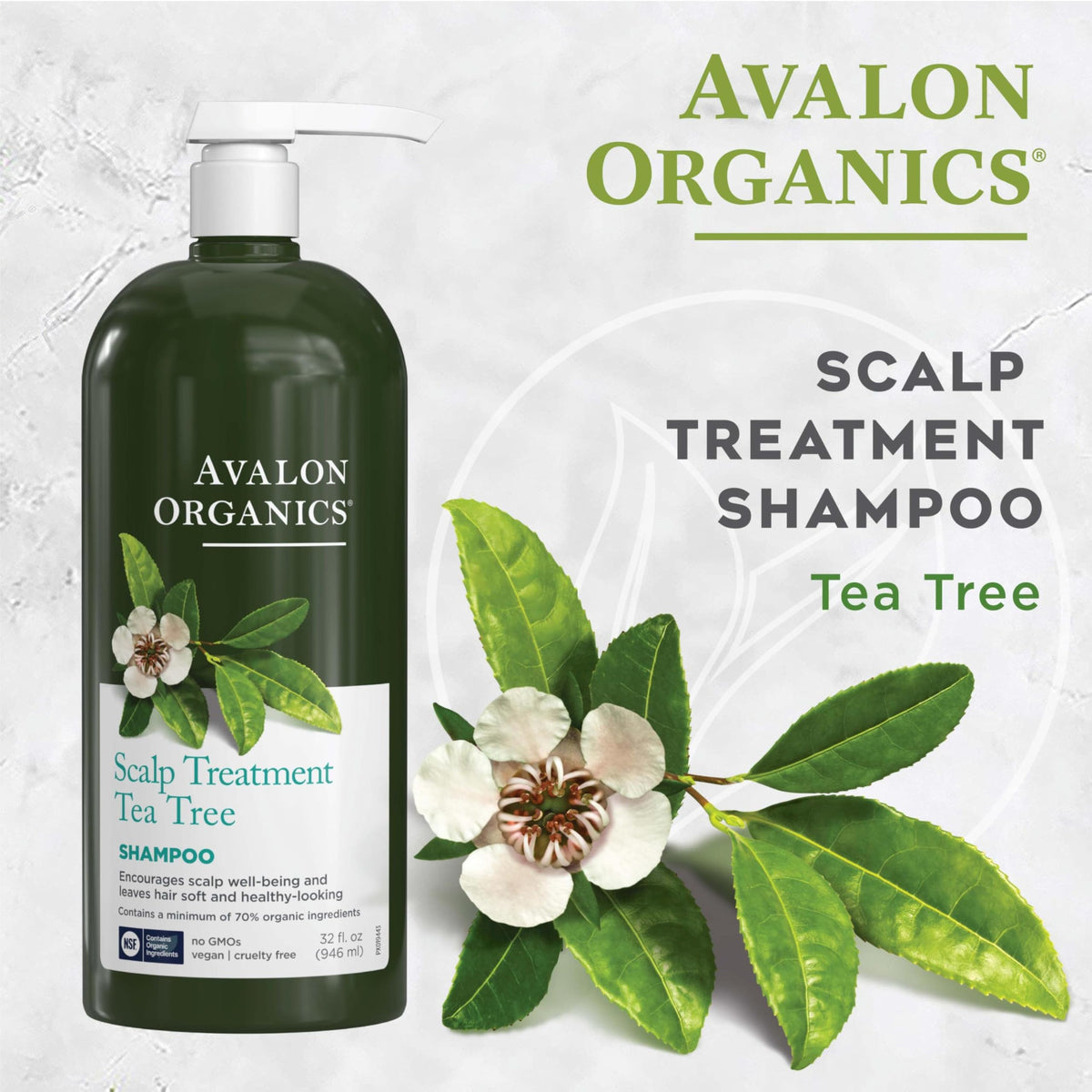 Avalon Organics Shampoo Traitement Cuir Chevelu 32 oz vue latérale
