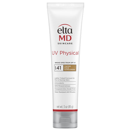 Avant de la Crème Solaire Visage Minérale Teintée EltaMD avec tube blanc et doré