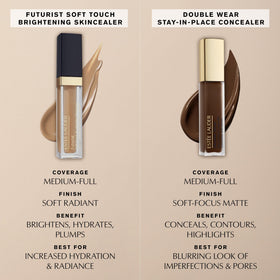 Avant et après application du correcteur Estée Lauder