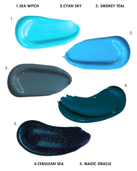 Avant et après l'application de la teinture Cyan Sky