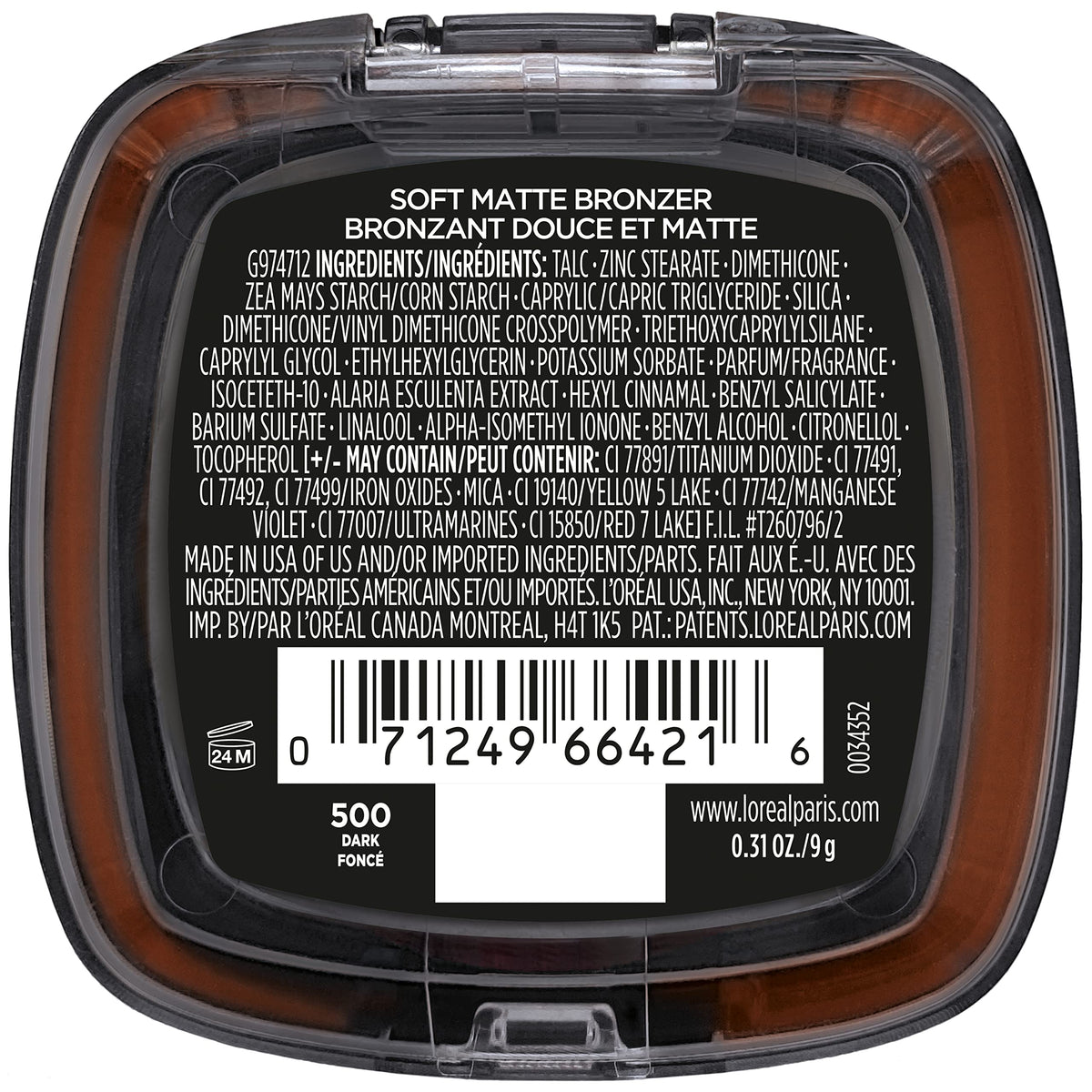 Avant et après l'application du bronzer L'Oreal Paris