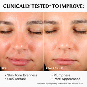 Avant et après l'application du CC+ Cream Nude Glow