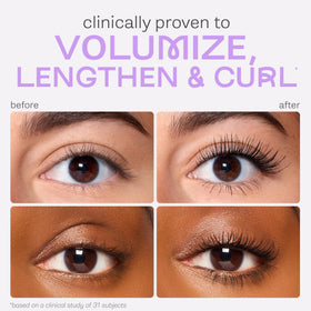 avant et après l'application du tarte Tartelette Tubing Mascara