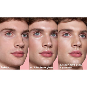 Avant et après l'utilisation de la poudre e.l.f. Halo Glow