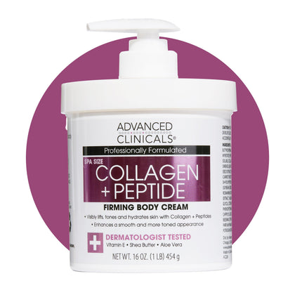 Avant et arrière de la crème hydratante Advanced Clinicals au collagène