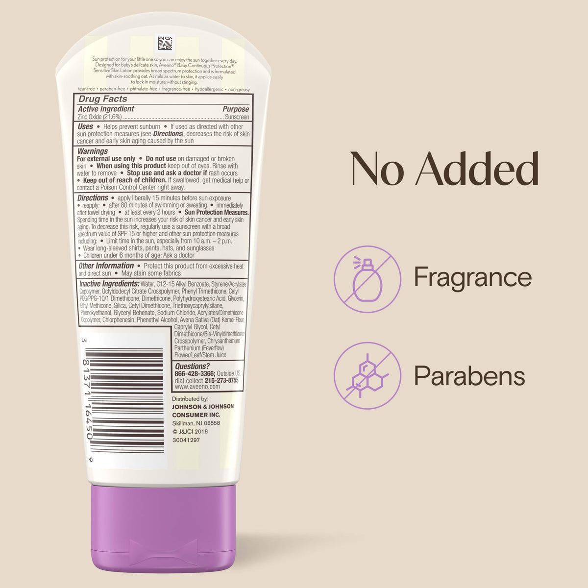 Aveeno Baby Crème Solaire Minérale SPF 50 à côté d'autres produits de soin