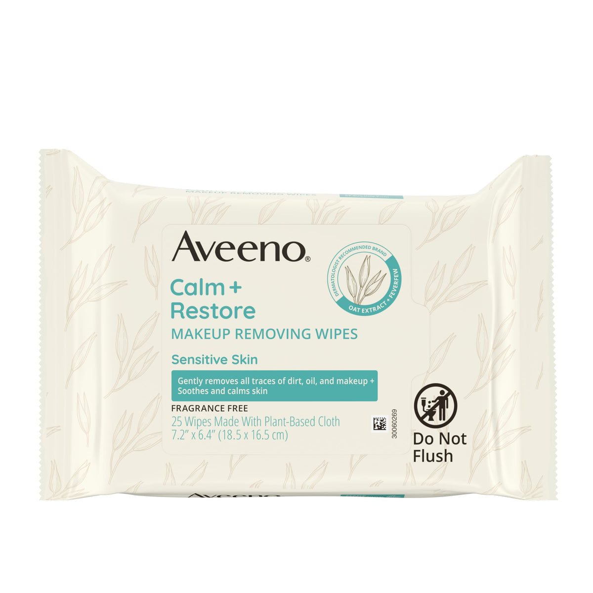 Aveeno Calm + Restore lingettes démaquillantes sans parfum, paquet avant
