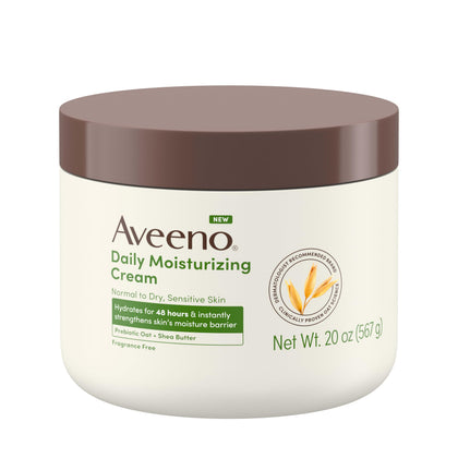 Aveeno Crème Hydratante Quotidienne 630g vue avant avec texture crémeuse