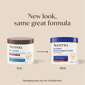 Aveeno Crème Réparatrice Intense 410g packaging avec ingrédients visibles