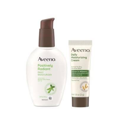 Aveeno Ensemble de Soins: Crème Hydratante SPF 15 et Crème de Voyage en pack