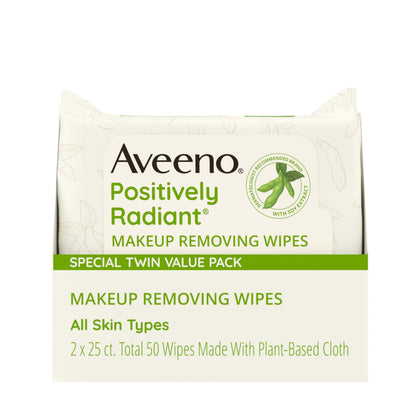 Aveeno Lingettes Démaquillantes Positively Radiant paquet avant
