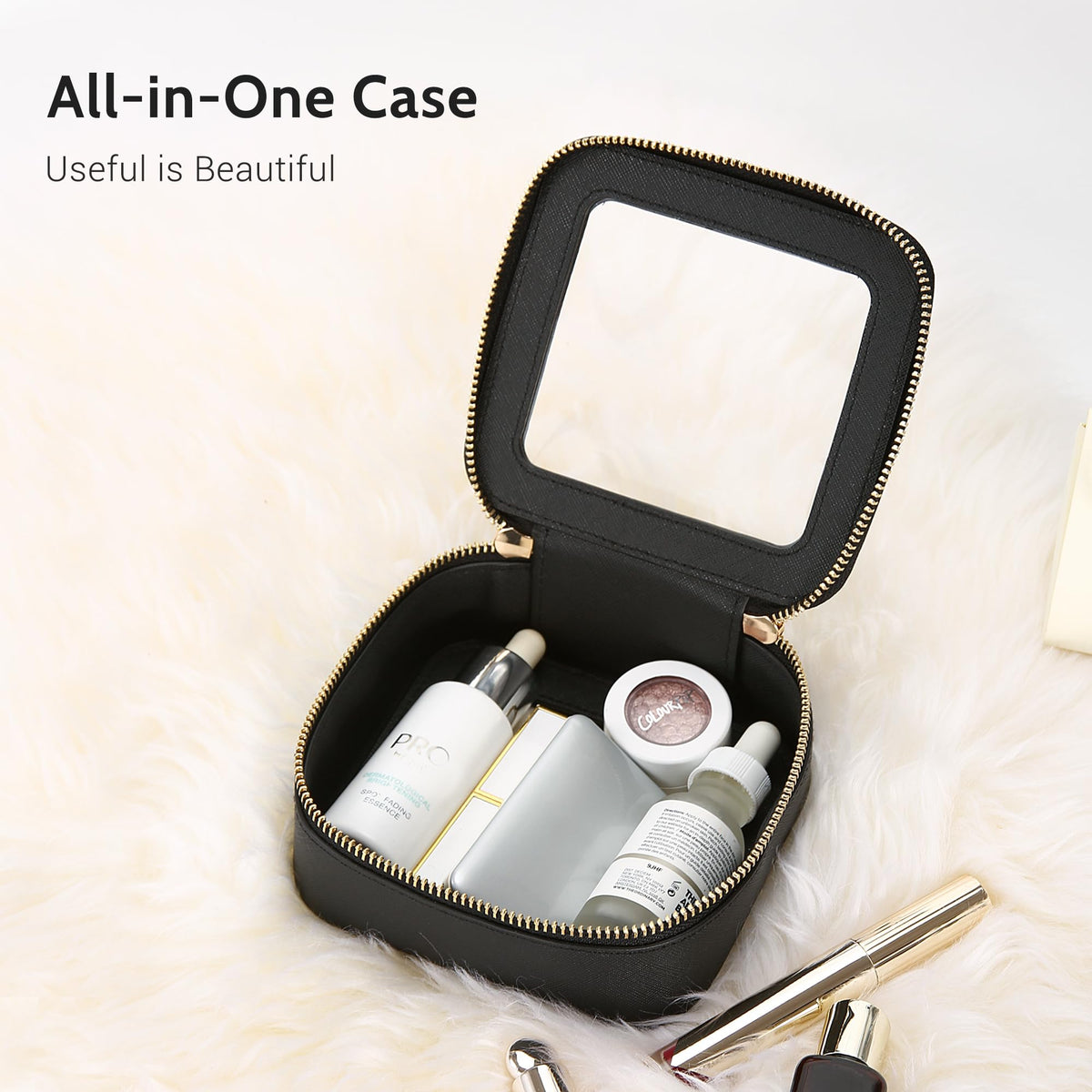 Aveniee Mini Sac de Maquillage Transparent avec contenu