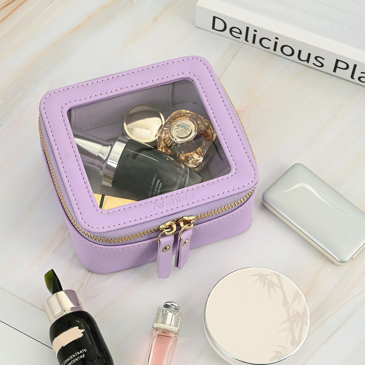 Aveniee Mini Trousse Maquillage Transparente vue latérale