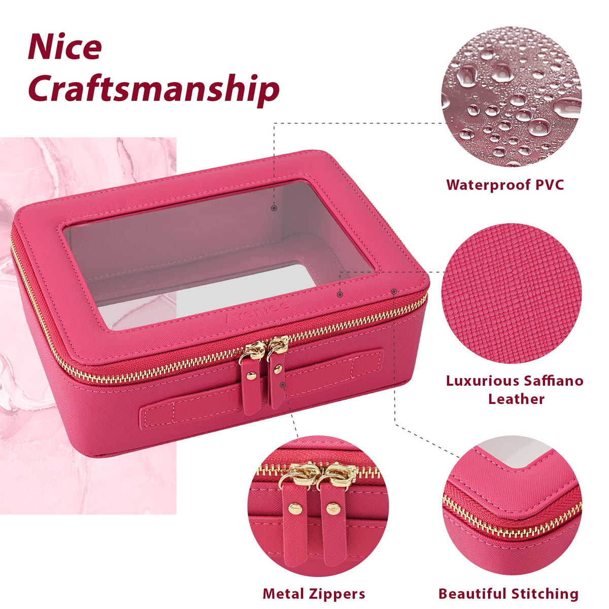 Aveniee trousse de maquillage ouverte montrant son intérieur spacieux
