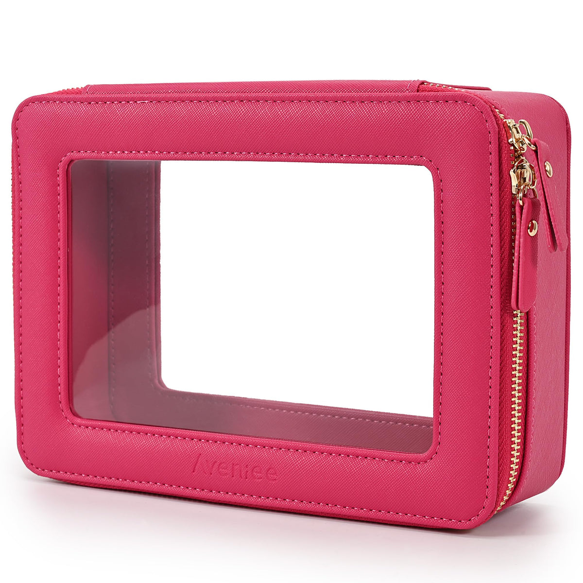 Aveniee trousse de maquillage rose avec fermeture éclair visible