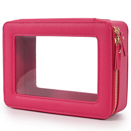 Aveniee trousse de maquillage rose avec fermeture éclair visible