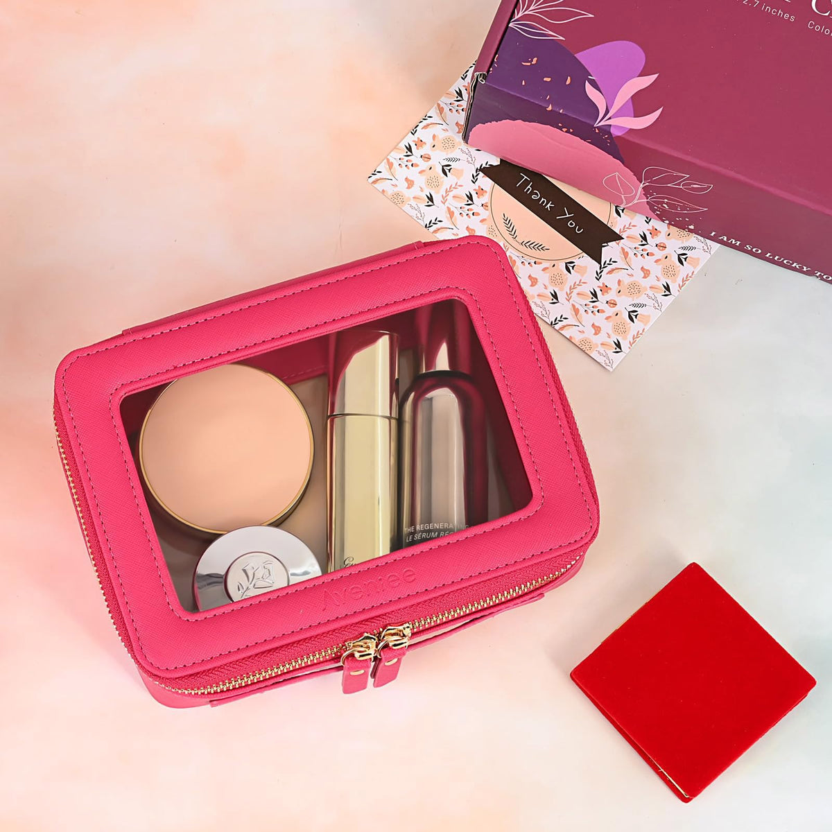 Aveniee trousse de maquillage sur un fond de salle de bain