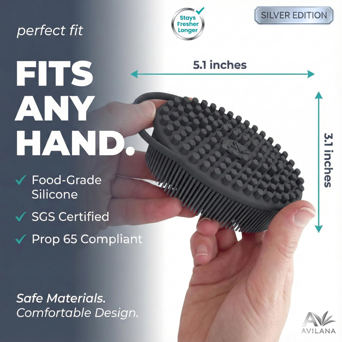 Avilana gant de bain en silicone dans un packaging premium