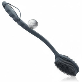 Avilana gant de bain en silicone gris foncé avec poignée longue