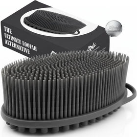 Avilana gant de bain en silicone gris foncé avec texture de massage