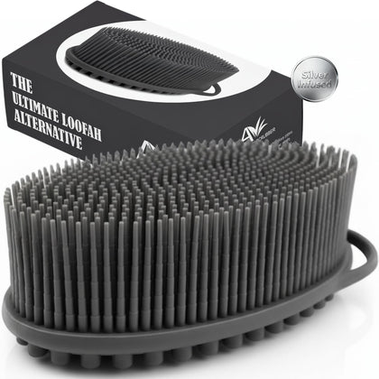 Avilana gant de bain en silicone gris foncé avec texture de massage