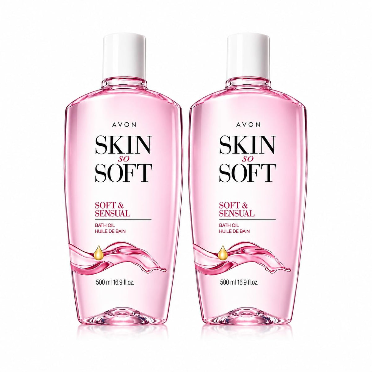 AVON Huile de Bain Soft & Sensual 500 ml, vue avant avec étiquette