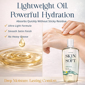AVON Skin So Soft Huile de Bain 16,9 oz application sur peau