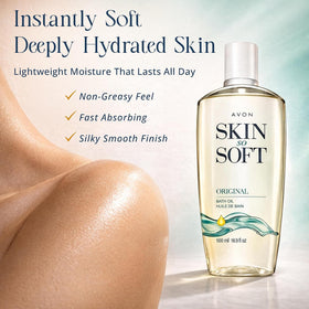 AVON Skin So Soft Huile de Bain 16,9 oz étiquette et détails