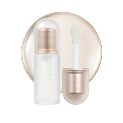 AXIS-Y Vita Glow Lip Oil Olive Rêveuse vue avant avec texture brillante