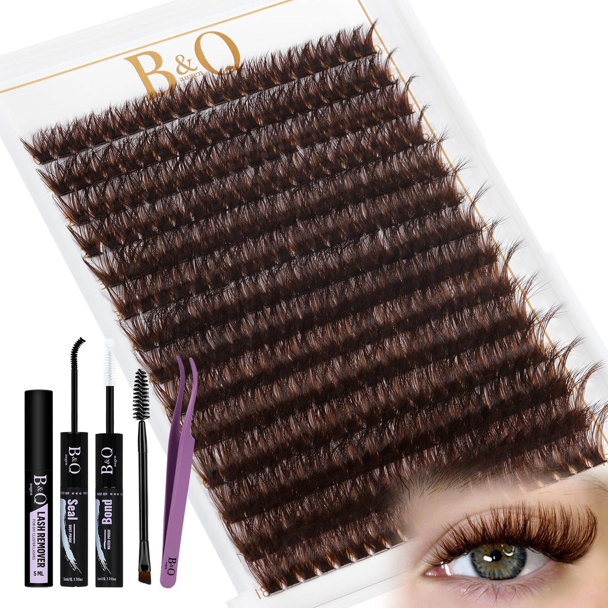 B&Qaugen Kit de Cils Brown Mocha vue avant avec 280 pièces