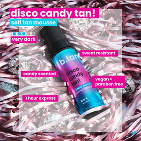 B.TAN Mousse Auto-Bronzante avec parfum candy sur une table