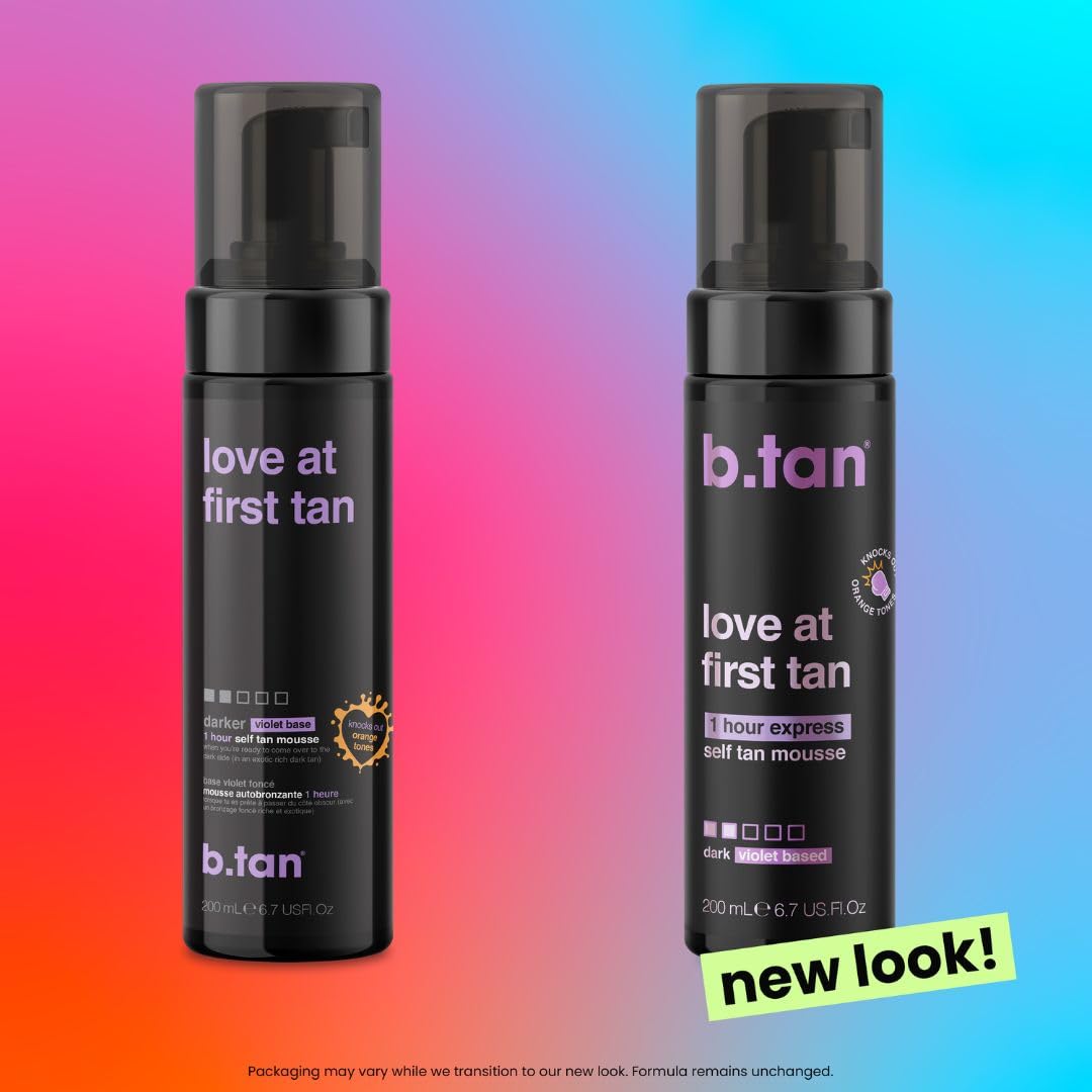 B.TAN Mousse auto-bronzante Violet Base à côté d'une serviette