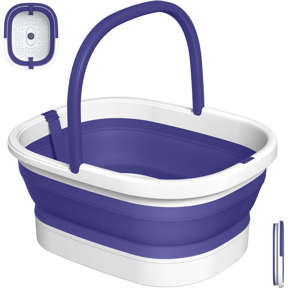 Bac à pieds Nekteck pliable vue de face avec design violet