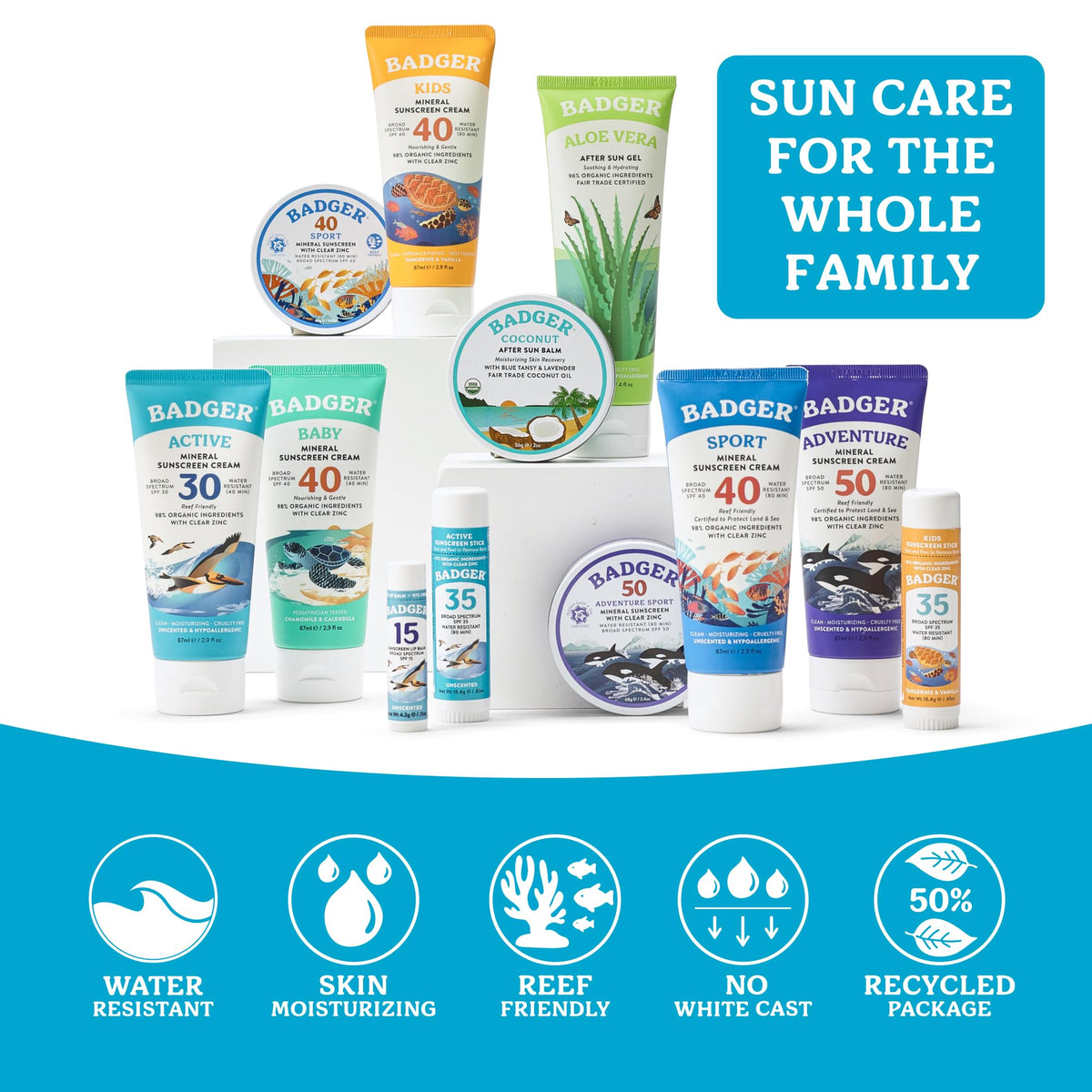 Badger crème solaire appliquée sur une main