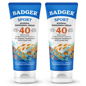 Badger Crème Solaire Minérale SPF 40 tube avant et arrière