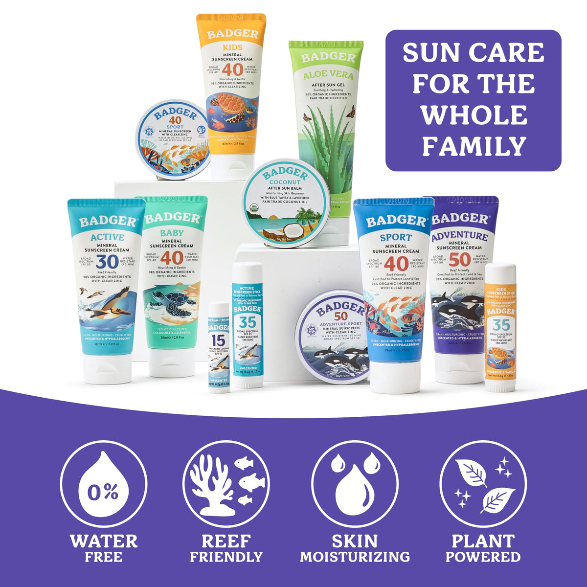 Badger crème solaire minérale SPF 50 application sur le visage