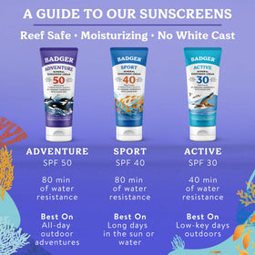 Badger Crème Solaire Minérale SPF 50 en tube avec logo Badger