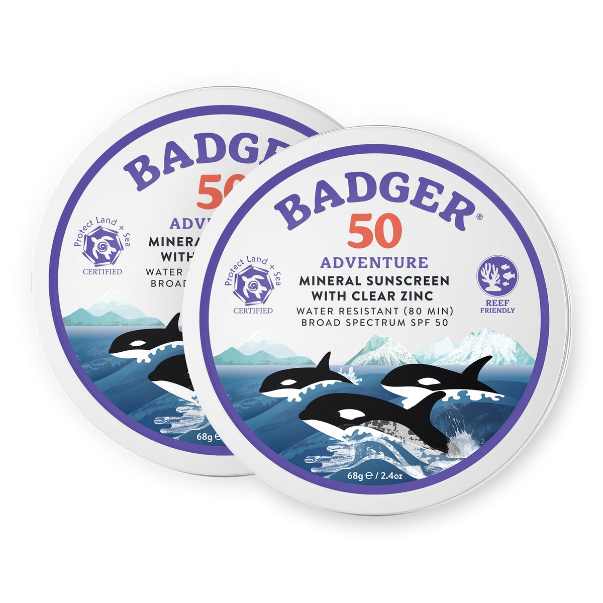 Badger crème solaire minérale SPF 50 packaging avant